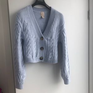 NWOT Baby Blue V Neck Button Up Cardigan, XS